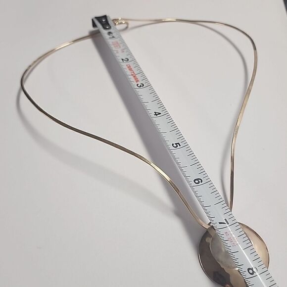 12K GF Signed PJ Sterling 925 Collar Necklace Unique Design Circle Gold Silver - Picture 7 of 7